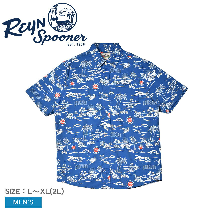 【ゆうパケット配送】 レインスプーナー 半袖シャツ REYN SPOONER CHICAGO CUBS KEKAI PERFORMANCE BUTTON FRONT メンズ ブルー 青 B534313121 トップス シャツ ウェア ウエア 半袖 柄シャツ アロハシャツ 吸湿 速乾 UVカット MLB シカゴ・カブス メジャーリーグ