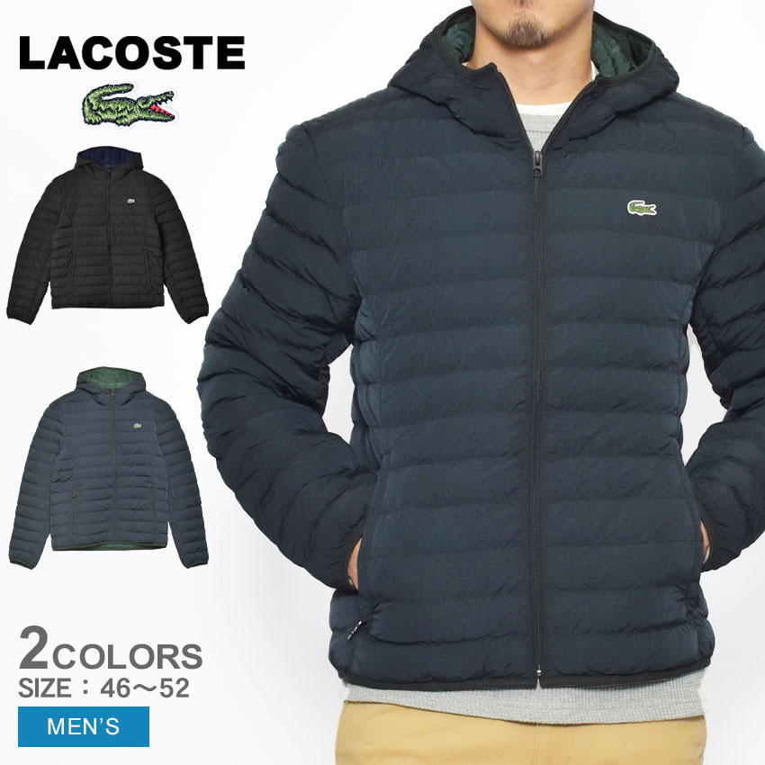 ラコステ アウター メンズ ラコステ アウター LACOSTE ポケッタブル フード付き コート メンズ ブラック 黒 ネイビー 紺 FOLDABLE HOODED WATER-RESISTANT PUFFER COAT BH1930-00 ジャケット コート フード フード付き ポケット ワニ ロゴ シンプル ブランド