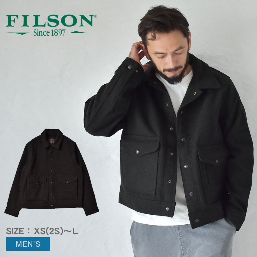 楽天Z-CRAFT【店内全品★P5倍！】フィルソン ジャケット FILSON マッキノーウール ワーク ジャケット メンズ ブラック 黒 MACKINAW WOOL WORK JACKET 20232879 アウター アウトドア ブランド シンプル カジュアル 羽織 ボタン スナップボタン ポケット 収納 防寒 上着