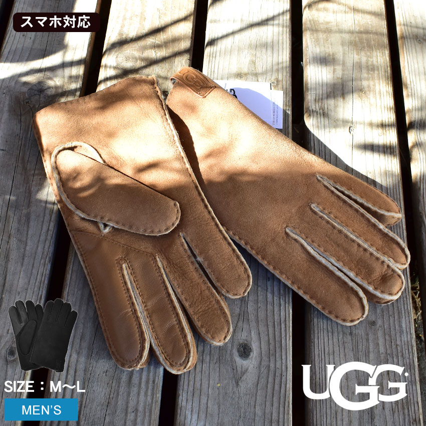 【店内全品★P5倍！】アグ 手袋 UGG メンズ スマホ対応 WHIPSTITCH SHEEPSKIN GLOVE 21696 ホイップステッチ シープスキン グローブ スマートフォン対応 オフィス カジュアル おしゃれ ブランド 贈り物 ギフト 通勤 レザー ブランド 撥水加工 防寒 保温 男性