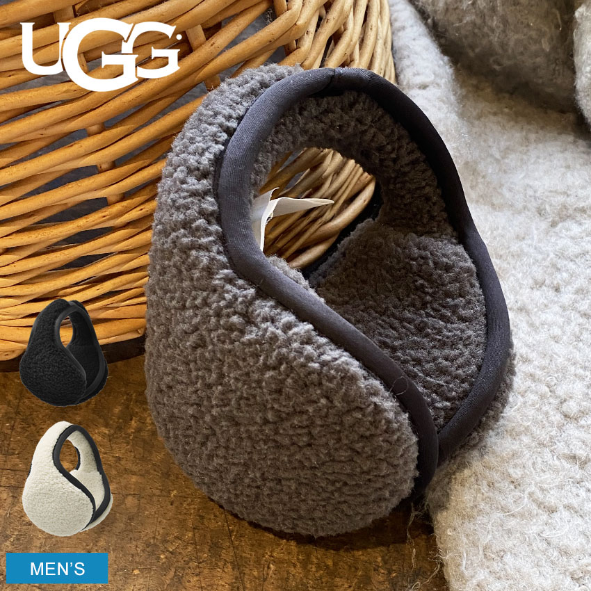 【店内全品★P5倍！】アグ 耳あて UGG シェルパ メンズ ブラック 黒 ホワイト 白 アイボリー グレー SHE..