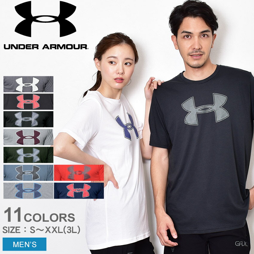 【メール便 送料無料】 アンダーアーマー 半袖Tシャツ UNDER ARMOUR ビッグ ロゴ メンズ ブラック 黒 ホワイト 白 赤 グレー BIG LOGO 1329583 半袖 トップス ウェア スポーツ トレーニング メッシュ プリント グラフィック シンプル ロゴ スポーティ 大きめ