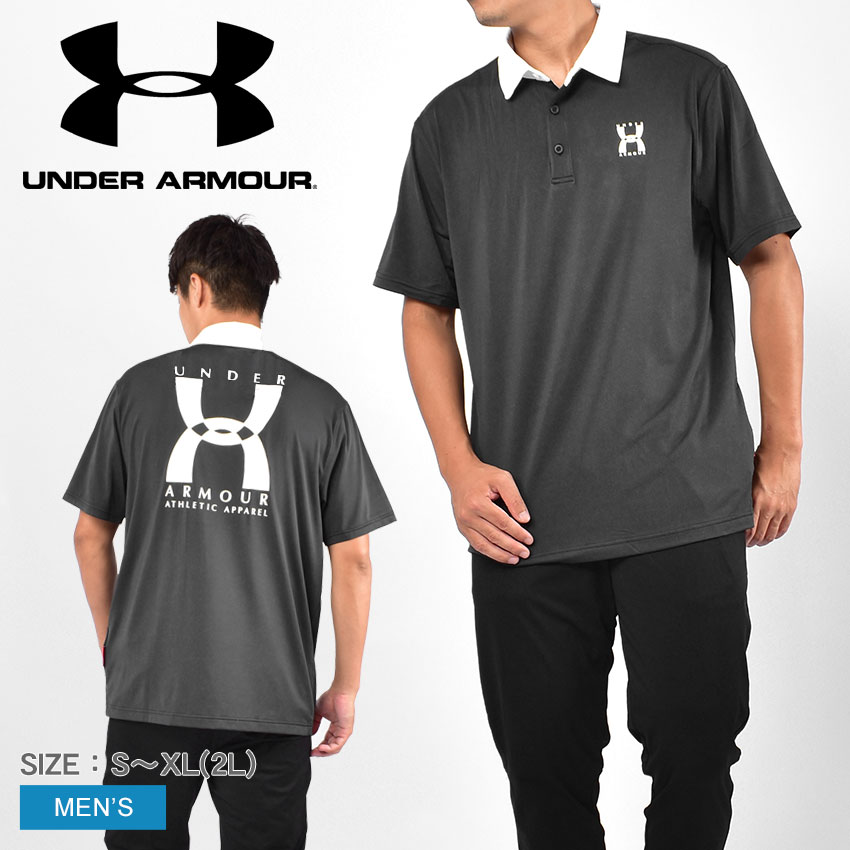 アンダーアーマー ポロシャツ メンズ アンダーアーマー 半袖ポロシャツ UNDER ARMOUR 25TH ANNIVERSARY POLO メンズ ブラック 黒 1363030 ウエア トップス ブランド トレーニング ジム ランニング スポーツ ロゴ シンプル ストレッチ アニバーサリー 記念 半袖 運動