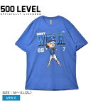 【店内全品★P5倍！】【ゆうパケット配送】 ファイブハンドレットレベル 半袖Tシャツ 500 LEVEL ボビー・ウィット・ジュニア カンザス シティ カートゥーン WHT メンズ ブルー 青 Bobby Witt Jr. Kansas City Cartoon WHT 0002-048-02 ウエア トップス 半袖 Tシャツ MLB ZSPO