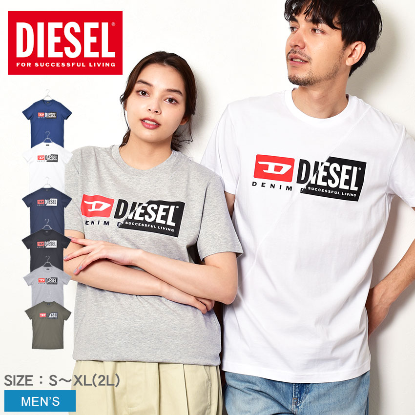 【メール便 送料無料】 ディーゼル 半袖Tシャツ DIESEL T‐DIEGO‐CUTY メンズ ブラック 黒 ホワイト 白 00SDP1 0091A tシャツ トップス 半袖 スポーツ ブランド 人気 おしゃれ ロゴ プリント