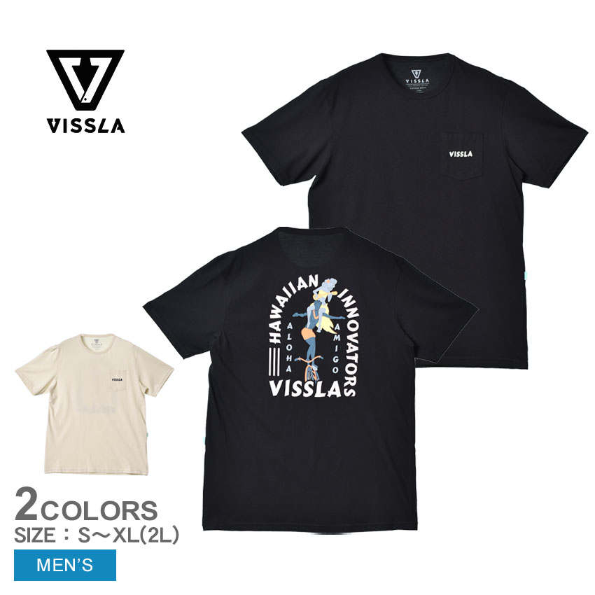  ヴィスラ 半袖Tシャツ VISSLA リスキー オーガニックポケットTシャツ メンズ ブラック 黒ホワイト 白 RISKY ORGANIC PKT TEE M423WRIS JACK SOREN ジャック・ソレン トップス カットソー 半袖