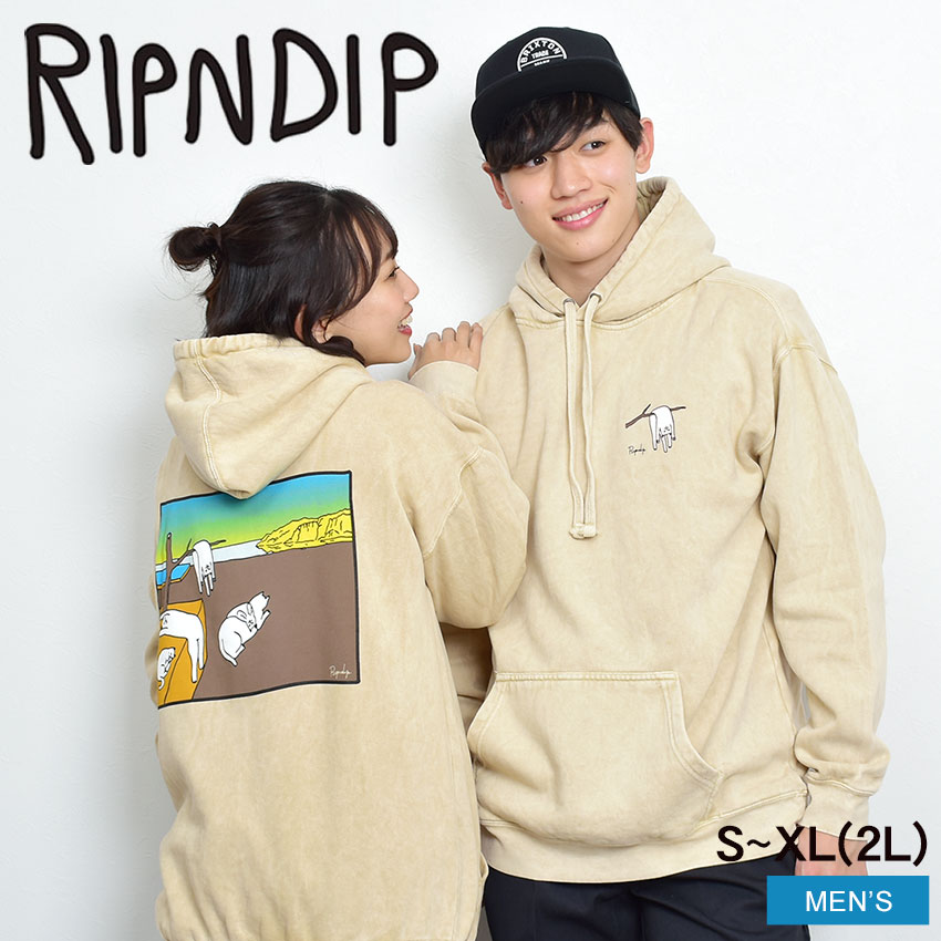 【店内全品★P5倍！】RIPNDIP パーカー リップンディップ ネルマリパーカー メンズ ベージュ IGNITE HOODIE RNDSMUTB03 トップス パーカー プルオーバー 裏起毛 長袖 ブランド スウェット トレーナー ロゴ ストリート 猫 フーディ オーバーサイズ 大きめ