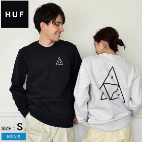 【店内全品★P5倍！】ハフ スウェット HUF トリプルトライアングル クルー メンズ ブラック 黒 グレー TRIPLE TRIANGLE CREW PF00101 ウェア トップス 長袖 ロングスリーブ プルオーバー 裏起毛 大きめ オーバーサイズ