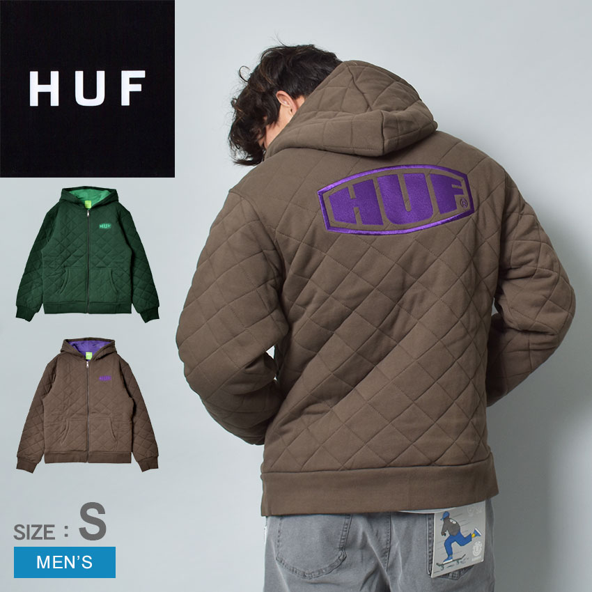 【店内全品★P5倍！】ハフ パーカー HUF ワークマン キルテッド フルジップ メンズ ブラウン グリーン 緑 WORKMAN QUI…