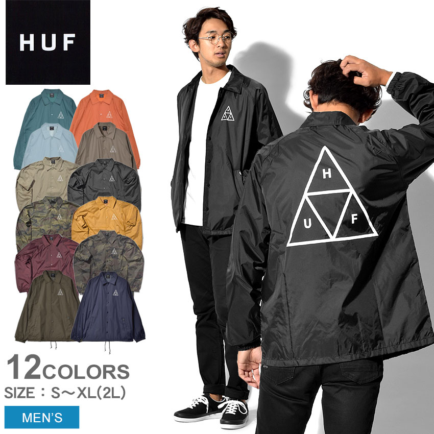 ハフ ジャケット HUF エッセンシャル トリプル トライアングル コーチジャケット メンズ ブラック 黒 ベージュ ネイビー 紺 ESSENTIALS TRIPLE TRIANGLE COACHS JACKET JK00116 アウター 羽織 軽量 ストリート シンプル アウトドアのサムネイル