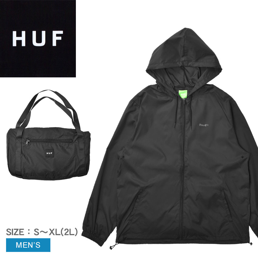 ハフ ナイロンジャケット HUF パッカブル サイクリング ジャケット メンズ ブラック 黒 PACKABLE CYCLING JACKET JK00377 ウエア アウター ジャケット シンプル ストリート ロゴ スケーター スケボー 軽量 上着 長袖 おしゃれ