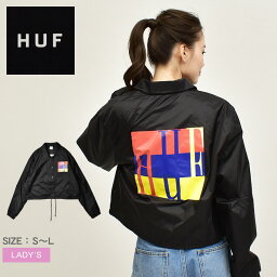 ハフ コーチジャケット レディース 【店内全品★P5倍！】ハフ コーチジャケット HUF ブロック クロップ コーチジャケット レディース ブラック 黒 BLOCK CROP COACHES JACKET WJK0022 春 秋 ウエア 羽織り クロップド丈 ショート丈 ジャケット シンプル ストリート ロゴ アウトドア スケーター|slz shn|