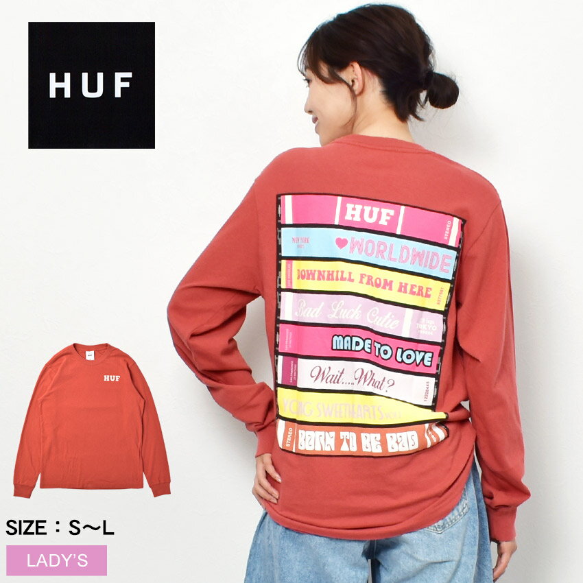 ハフ 長袖Tシャツ HUF LOVE MIX L/S RELX TEE レディース オレンジ レッド 赤 WTS0068 ウエア トップス クルーネック ストリート カジュアル プリント バックプリント シンプル ロゴ 長袖 おしゃれ ピンク|slz shn|