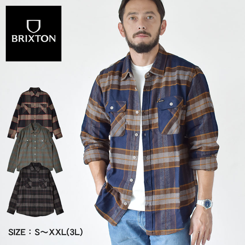 ブリクストン カジュアルシャツ BRIXTON BOWERY L/S FLANNEL メンズ ブラック 黒 グレー ベージュ ネイビー 紺 01213 ウエア トップス ネルシャツ 長袖シャツ 長袖 シンプル ブランド ストリート カジュアル おしゃれ