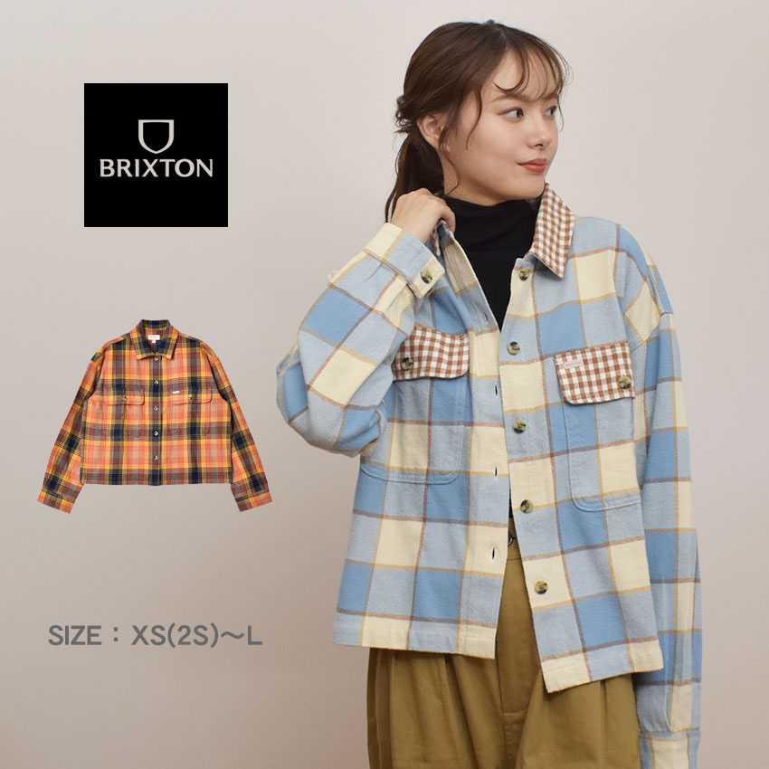 【店内全品★P5倍！】ブリクストン カジュアルシャツ BRIXTON BOWERY W L/S FLANNEL レディース ネイビー 紺 ベージュ ブルー 青 オレンジ 01209 ウエア ネルシャツ 長袖シャツ 羽織 シンプル ブランド ストリート カジュアル チェック おしゃれ