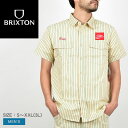 【店内全品★P5倍！】ブリクストン 半袖シャツ BRIXTON COCA-COLA DELIVERY OLSON S／S メンズ ベージュ コカ コーラ デリバリー OLSON S／S 01343 ウエア 半袖 シャツ コカ コーラ コラボ コラボレーション 衿付き 襟付き ストライプ 柄シャツ 総柄 刺繍