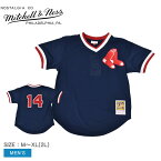 【店内全品★P5倍！】ミッチェルアンドネス ゲームシャツ MITCHELL ＆ NESS オーセンティック ジム・ライス ボストン・レッドソックス 1989 プルオーバージャージ メンズ ネイビー 紺 レッド 赤 Authentic Jim Rice Boston Red Sox 1989 Pullover Jersey ZSPO