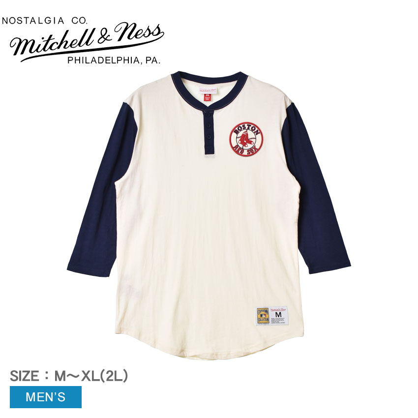 ミッチェルアンドネス ヘンリーシャツ MITCHELL ＆ NESS ボストン・レッドソックス MLB アイコン ヘンリーシャツ メンズ レッド 赤 ネイビー 紺 ホワイト 白 Boston Red Sox MLB Icon Henley THNL3210-BRSYYPPPCREA Henley ヘンリー MLB ZSPO