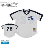 【店内全品★P5倍！】ミッチェルアンドネス ゲームシャツ MITCHELL ＆ NESS オーセンティック カールトン・フィスク シカゴ・ホワイトソックス 1981 プルオーバージャージ メンズ ブラック 黒 ホワイト 白 Authentic Carlton Fisk Chicago White Sox 1981 ZSPO