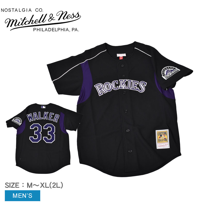 【店内全品★P5倍！】ミッチェルアンドネス ゲームシャツ MITCHELL ＆ NESS オーセンティック ラリー・ウォーカー コロラド・ロッキーズ 2003 ジャージ メンズ ブラック 黒 パープル Authentic Larry Walker Colorado Rockies 2003 Jersey ZSPO