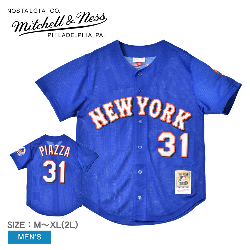 ミッチェルアンドネス ユニフォーム MITCHELL ＆ NESS メンズ ブルー 青 ホワイト 白 MLB AUTHENTIC MIKE PIAZZA NEW YORK METS 1999 BUTTON FRONT JERSEY ABBF3111-NYM99MPIROYA ウエア トップス ベースボールジャージ ストリート ZSPO