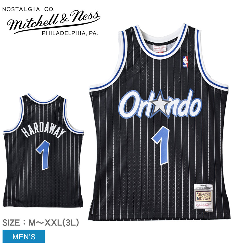 《アイテム名》 ミッチェルアンドネス ユニフォーム MITCHELL ＆ NESS メンズ スウィングマンジャージーオーランドマジックオルタネイト1994-95アンファーニーハーダウェイ SMJYGS18190-OMABLCK94AHA 《ブランドヒストリー》 Mitchell &amp; Nessは、1904年にアメリカ・フィラデルフィア州の同市内において、レスラーかつテニスのチャンピオンだったフランク・P・ミッチェルと、スコットランド人ゴルファ−のチャールズ・M・ネスにより創設されました。高品質・高縫製技術をモットーに、現代でもNBA(バスケットボール)、MLB(野球)、NFL(アメフト)、NHL(アイスホッケー)、NCAA(大学スポーツ協会)、MLS(サッカー)のアメリカ4大スポーツを完全サポートし、多くの公式トレーニングウェアのライセンスウェアを取り扱っています。世界中に愛好家を抱え魅了し続けるヴィンテージジャージの老舗ブランドです。 《アイテム説明》 ミッチェルアンドネスより「スウィングマンジャージーオーランドマジックオルタネイト1994-95アンファーニーハーダウェイ」です。1994-95アンファニー・デオン・ハーダウェイモデル。 《カラー名/カラーコード/管理No.》 オーランドマジック/-/"23825154" 製造・入荷時期により、細かい仕様の変更がある場合がございます。上記を予めご理解の上、お買い求め下さいませ。 関連ワード： NBA バスケットボールジャージ ウエア タンクトップ ノースリーブ トップス ブランド バスケ バスケットボール スポーツ 人気 date 2022/06/07Item Spec ブランド MITCHELL ＆ NESS ミッチェルアンドネス アイテム ユニフォーム スタイルNo SMJYGS18190-OMABLCK94AHA 商品名 スウィングマンジャージーオーランドマジックオルタネイト1994-95アンファーニーハーダウェイ 性別 メンズ 原産国 China 他 素材 ポリエステル 100％ 採寸 単位(cm) 身幅 総丈 M 54 76 L 59 78 XL(2L) 61 80 XXL(3L) 68 82 ※上記サイズは、実際に同一の商品を採寸した結果です。 商品によっては個体差がありますので誤差がでることが御座いますので参考目安としてご覧下さい。また、測定方法によっても誤差が生じますので、予めご了承ください。 サイズについて詳しくはこちらをご覧下さい。 当店では、スタジオでストロボを使用して撮影しております。商品画像はできる限り実物を再現するよう心掛けておりますが、ご利用のモニターや環境等により、実際の色見と異なる場合がございます。ご理解の上、ご購入いただけますようお願いいたします。 ▲その他アイテムはこちら