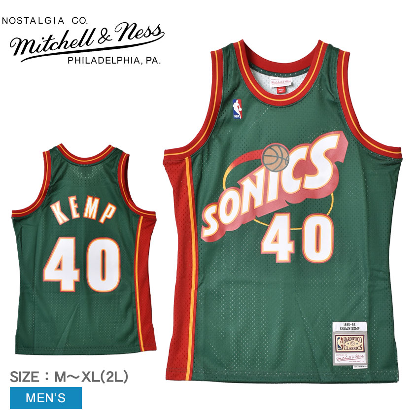 【店内全品★P5倍！】ミッチェルアンドネス ユニフォーム MITCHELL ＆ NESS スウィングマンジャージー シアトル スーパーソニックス 1995-96 ショーン・ケンプ メンズ グリーン SEATTLE SUPERSONICS 1995-96 SHAWN KEMP SMJYGS18209-SSUDKGN95SKE NBA ZSPO