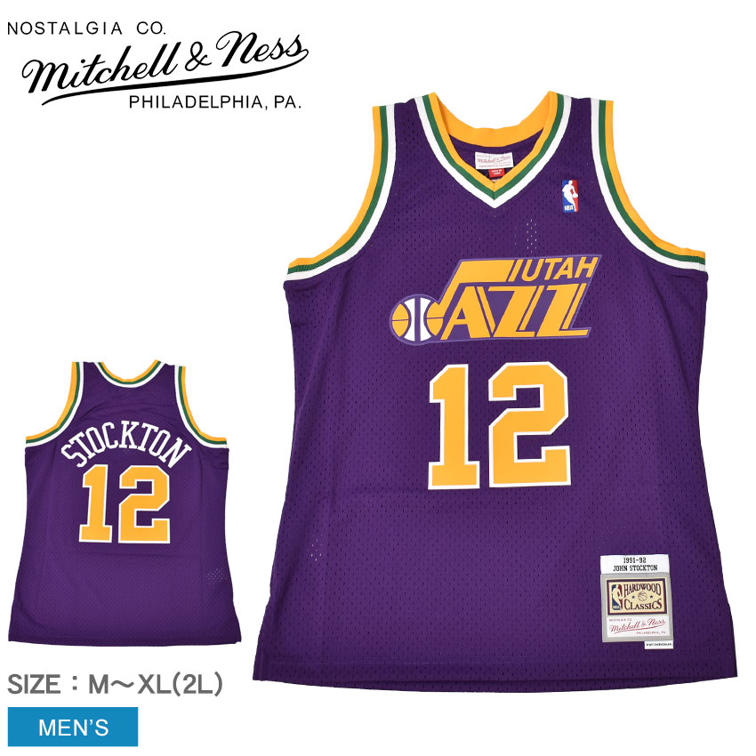 【店内全品★P5倍！】ミッチェルアンドネス ユニフォーム MITCHELL ＆ NESS スイングマン ジャージ ユタ ジャズ 1991-92 ジョン ストックトン メンズ パープル イエロー SWINGMAN JERSEY UTAH JAZZ 1991-92 JOHN STOCKTON SMJYCP18006-UJAPURP91JST NBA ZSPO