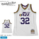 【P10倍★SALE】ミッチェルアンドネス ユニフォーム MITCHELL ＆ NESS スイングマン ジャージ ユタ・ジャズ 1991-92 カール・マローン メンズ ホワイト 白 パープル SWINGMAN JERSEY UTAH JAZZ 1991-92 KARL MALONE SMJYCP18003-UJAWHIT91KMA NBA ZSPO|slz|