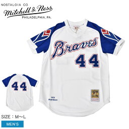 【店内全品★P5倍！】ミッチェルアンドネス ユニフォーム MITCHELL ＆ NESS オーセンティック ジャージ アトランタ・ブレーブス ホーム 1974 ハンク・アーロン メンズ ホワイト 白 ブルー 青 AUTHENTIC JERSEY ATLANTA BRAVES HOME 1974 HANK AARON ZSPO