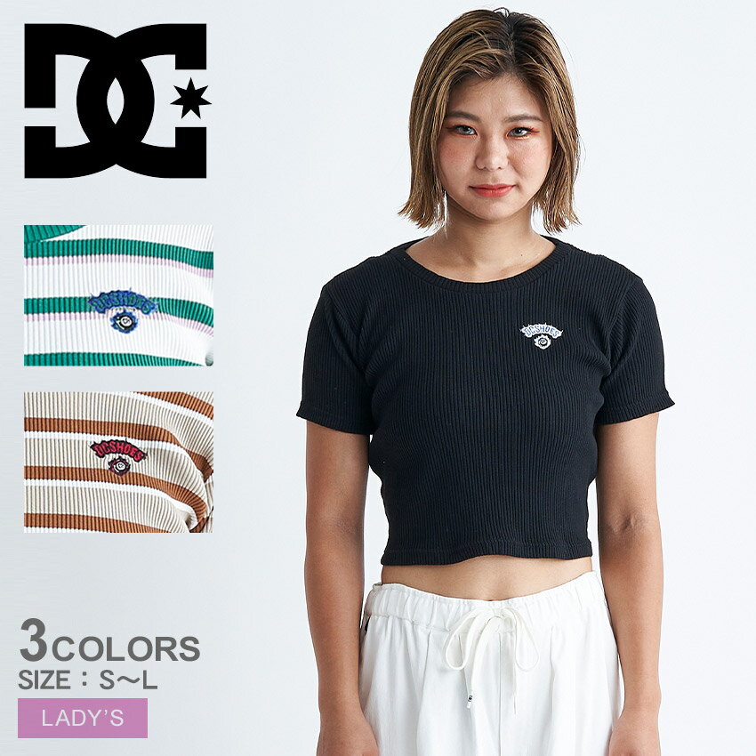 【ゆうパケット配送】 DCシューズ 半袖Tシャツ DCSHOECOUSA 24 WS TELECO CROPPED SS ウィメンズ Tシャツ レディース ブラック 黒 ホワイト 白 LST242303 半袖 Tシャツ ショートスリーブ 刺繍 ワンポイント 伸縮性 クロップド丈 ショート丈 クルーネック 1