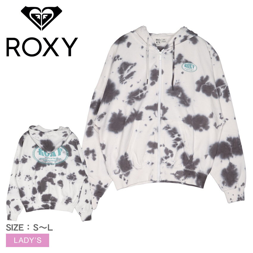 ロキシー パーカー レディース 【店内全品★P2倍！】ロキシー パーカー ROXY BACK LOGO ZIP スウェット トップ レディース グレー CHOCOMOO HOODIE RZP234023 上着 羽織 長袖 トップス スエット 裏毛 タイダイ柄 タイダイ 総柄 フード サーフ ロゴ プリント 部屋着 ルームウェア おしゃれ 春