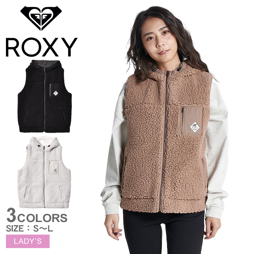 ロキシー ベスト ROXY ROXY WAVES VEST ボア ベスト レディース ブラック 黒 ベージュ ホワイト 白 RZP224018 ブランド ウェア スポーティ ロゴ シンプル カジュアル ストリート ジップアップ フード ボア おしゃれ 防寒 アウター レジャー|slz shn|