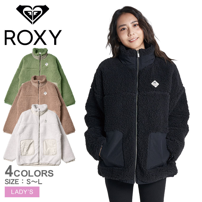 ＼マラソンSALE開催中★／ロキシー ジャケット ROXY WAVES ZIP ボア ジャケット レディース ブラック 黒 ベージュ カーキ ホワイト RZP224019 アウター ジャケット ボア ボアジャケット もこもこ ロゴ おしゃれ 防寒 秋 冬 上着 羽織 カジュアル アウトドア