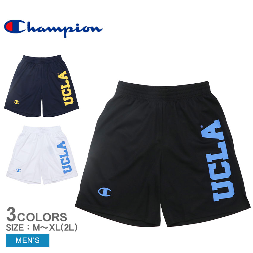 【ゆうパケット配送】 チャンピオン ハーフパンツ CHAMPION ショーツ メンズ ブラック 黒 ホワイト 白 C3-ZB561 ボトムス パンツ ショートパンツ ショート丈 半ズボン 吸汗 速乾 ブランド シンプル カジュアル アメカジ スポーティ カレッジ UCLA ロゴ 人気 定番|slz shn|のサムネイル