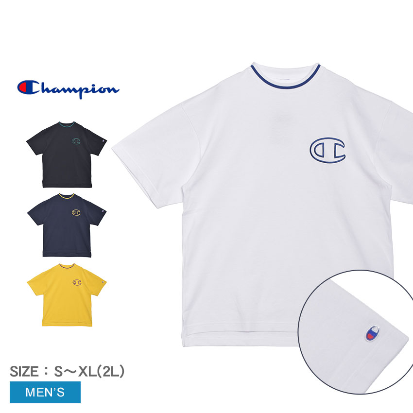 チャンピオン 半袖Tシャツ CHAMPION Tシャツ メンズ ホワイト 白 ブラック 黒 T-SHIRT C3-R301 ウエア トップス ブランド クルーネック カジュアル スポーティー 半袖 紺 黄のサムネイル