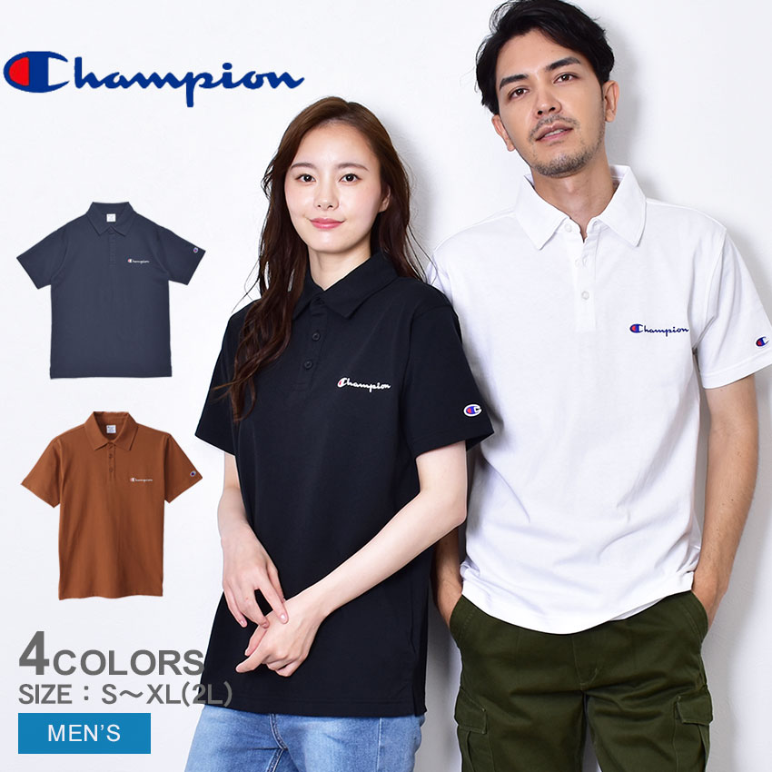 チャンピオン ポロシャツ メンズ トップス CHAMPION ホワイト 白 ブラック 黒 POLO SHIRT C3-P306 ウエア 半袖ポロシャツ ブランド ベーシック プリント カジュアル スポーツ ガーメントウォッシュ 紺 モカ 茶 父の日 プレゼント ギフト【ゆうパケット配送】