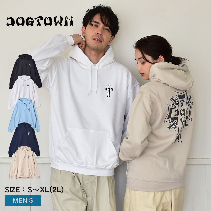 【店内全品★P5倍！】ドッグタウン パーカー DOG TOWN クロス ロゴ フーディ メンズ レディース CROSS LOGO HOODIE DT010500A 長袖 トップス 春 秋 冬 プルオーバー スウェット オーバーサイズ ゆったり バックプリント カジュアル ストリート