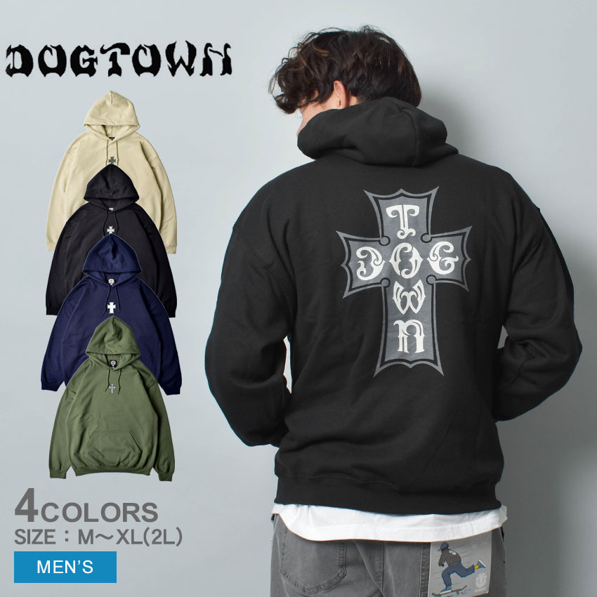 【店内全品★P5倍！】ドッグ タウン パーカー DOG TOWN トライバル クロス パーカー メンズ ベージュ ブラック 黒 TRIBAL CROSS HOODIE DT0105029 ウエア トップス フーディー スウェット スエット バックプリント カジュアル ストリート シンプル 長袖 裏起毛