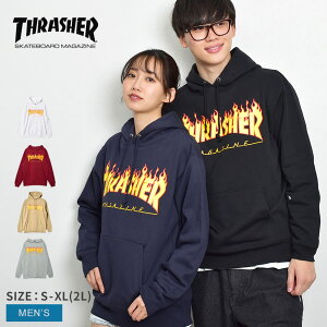 【250円引きCP★対象】スラッシャー パーカー THRASHER FLAME フーディー スウェットパーカー メンズ ホワイト 白 ブラック 黒 カーキ TH95130PL ロゴ ストリート スウェット スエット スケーター ブランド フード カジュアル トップス ウェア 長袖|sale|