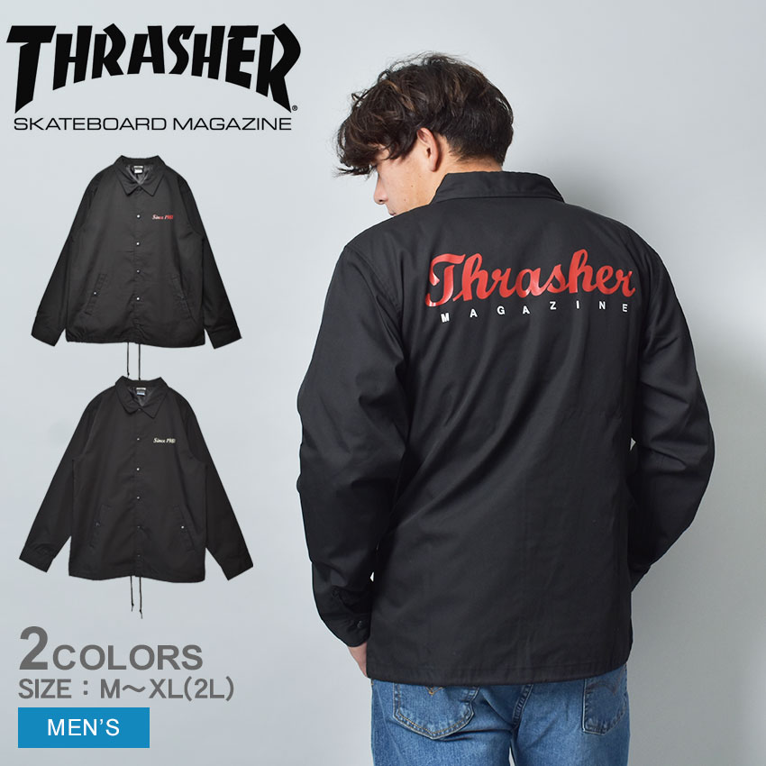 スラッシャー コーチジャケット THRASHER シンス 1981 コーチジャケット メンズ ブラック 黒 SINCE 1981 COACH JACKET TH98116 上着 ストリート ロゴ シンプル アウトドア カジュアル コーチジャケット 長袖 スケートボード スケーター