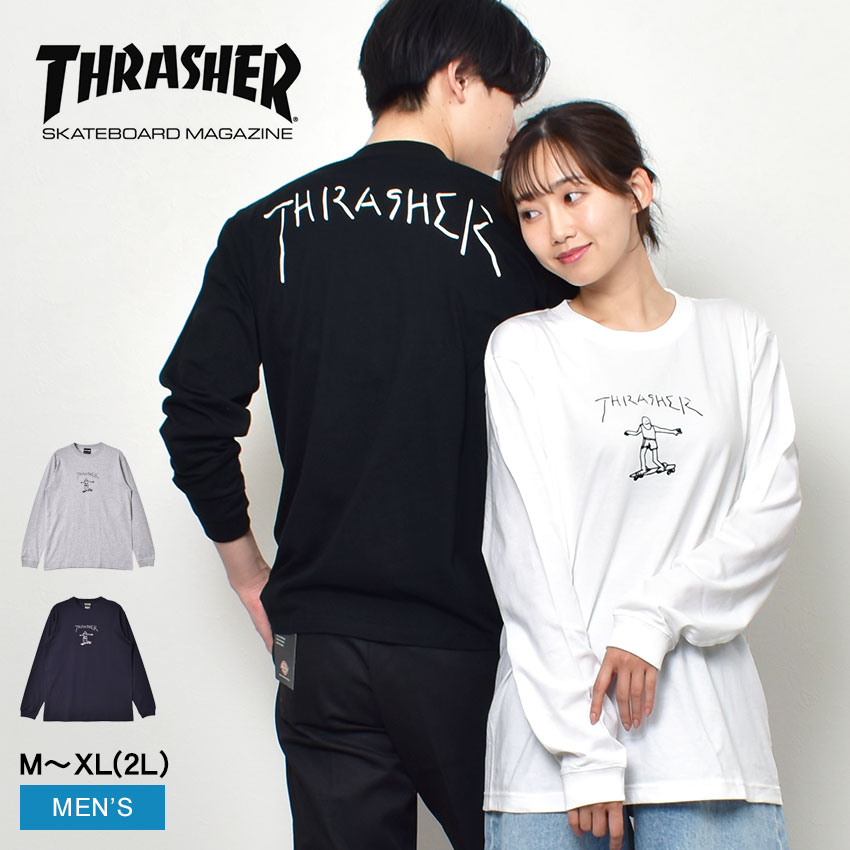 å㡼 ĹµT THRASHER   ꡼ T  ֥å  ۥ磻  ͥӡ  졼 GONZ LONG SLEEVE TEE TH8328  ȥåץ T Mark Gonzales ޡ󥶥쥹 Gonz  ȥ꡼