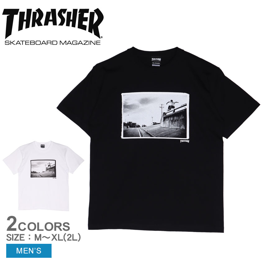 【店内全品★P5倍！】スラッシャー 半袖Tシャツ THRASHER ジョン ウィルソン 5050 メーリング S/S Tシャツ メンズ ブラック 黒 ホワイト 白 JOHN WILSON 5050 MEHRING S/S TEE TH91374A ウェア トップス 半袖 ストリート スケート スケボー スケートボード