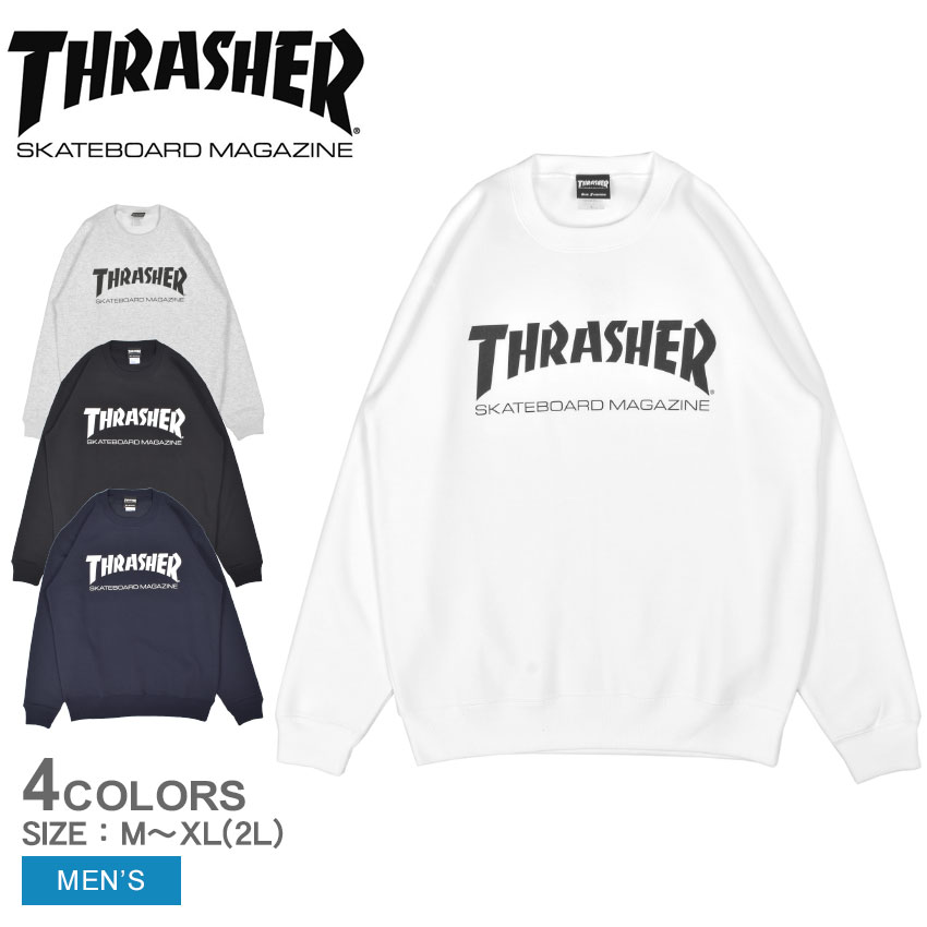 スラッシャー スウェット THRASHER マグロゴクルースウェット メンズ ブラック 黒 ホワイト 白 ネイビー 紺 MAG LOGO CREW SWEAT TH8401 トップス トレーナー ウェア ウエア 長袖 クルーネック プリント スポーティ スケーター スケート