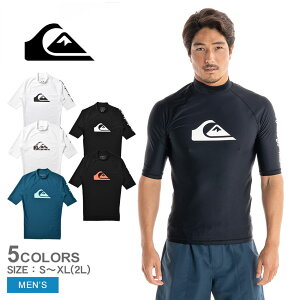 ＼楽天最安値に挑戦中／【ゆうパケット配送】 クイックシルバー ラッシュガード QUIKSILVER ALL TIME SR メンズ ホワイト 白 ブラック 黒 QLY231022 トップス サーフィン サーファー 半袖 ビーチウェア マリンスポーツ ブランド ワンポイント カジュアル ストリート|slz|