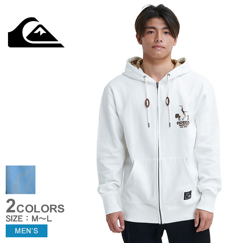 【店内全品★P5倍！】クイックシルバー パーカー QUIKSILVER ANDY Y ANDY LOGO HOODIE ジップフーディ メンズ ブルー 青 ホワイト 白 AQYFT03308 裏起毛 ウエア トップス ジップアップ ジップ フーディー ブランド カジュアル シンプル アウトドア ロゴ 長袖