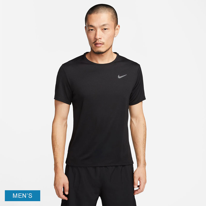 ナイキ Tシャツ メンズ 【店内全品★P5倍！】【ゆうパケット配送】 ナイキ 半袖Tシャツ NIKE ナイキ Dri-FIT UV マイラー メンズ ショートスリーブ ランニングトップ メンズ ブラック 黒 DV9316 ウェア トップス カットソー クルーネック 丸首 ブランド ショートスリーブ ワンポイント マーク ロゴ