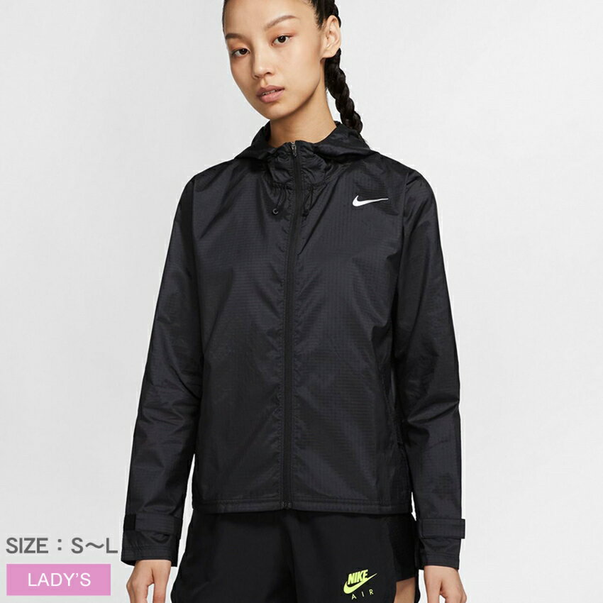 【店内全品★P5倍！】ナイキ NIKE エッセンシャル ジャケット レディース 春 秋 冬 アウター ウエア トップス ジャケット ショート ブラック 黒 CU3218 S-L 防寒 上着 フード ロゴ スポーツ トレーニング ランニング 軽量 通気性 速乾 防水 撥水 はっ水 雨の日