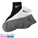 【店内全品★P5倍 】ナイキ 靴下 3足組 ソックス メンズ レディース NIKE 3P エブリデイ クッション クウォーター ソックス ブラック 黒 ホワイト 白 グレー SX7667 3足セット ソックス ウエア …