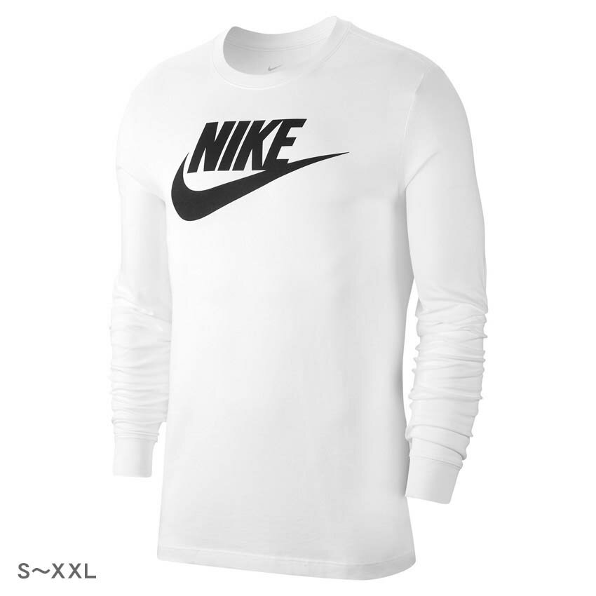 【ゆうパケット配送】ナイキ 長袖Tシャツ ロンT NIKE NSW アイコン フューチュラ ロングスリーブ Tシャツ メンズ 白 ホワイト CI6292 ウェア 長袖 トップス ロングTシャツ クルーネック コットン 綿100 シンプル ロゴ 定番 人気 ブランド カジュアル スポーツ